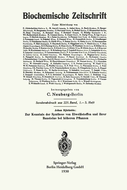 Zur Kenntnis der Synthese von Eiweißstoffen und ihrer Bausteine bei höheren Pflanzen von Björkstén,  Johan