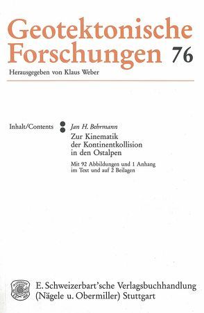 Zur Kinematik der Kontinentkollision in den Ostalpen von Behrmann,  Jan H