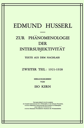 Zur Phänomenologie der Intersubjektivität von Husserl,  Edmund, Kern