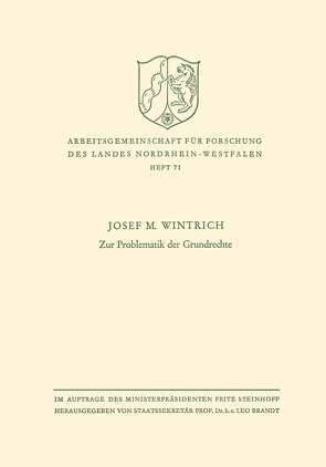 Zur Problematik der Grundrechte von Wintrich,  Josef M.