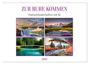 Zur Ruhe kommen Fantasiereisen mit KI (Wandkalender 2024 DIN A2 quer), CALVENDO Monatskalender von Marten,  Martina