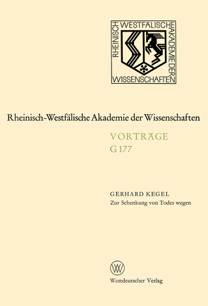 Zur Schenkung von Todes wegen von Kegel,  Gerhard