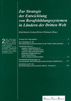 Zur Strategie der Entwicklung von Berufsbildungssystemen in Ländern der Dritten Welt von Greinert,  Wolf Dietrich, Heitmannn,  Werner, Wiese,  Klaus