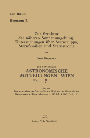 Zur Struktur der näheren Sonnenumgebung. Untersuchungen über Sterntrupps, Sternfamilien und Sternströme von Hopmann,  Josef