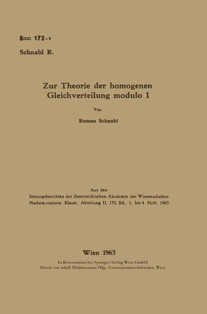 Zur Theorie der homogenen Gleichverteilung modulo 1 von Schnabl,  Roman