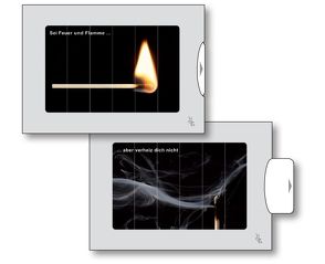 Zwei-Bild-Karte Streichholz von Burchard,  Martin