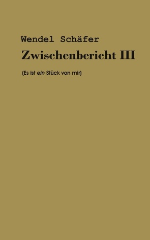 Zwischenbericht III von Schäfer,  Wendel