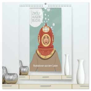 Zwölf Augenblicke – Illustrationen aus dem Leben (hochwertiger Premium Wandkalender 2024 DIN A2 hoch), Kunstdruck in Hochglanz von Grafik Design,  SWOONY